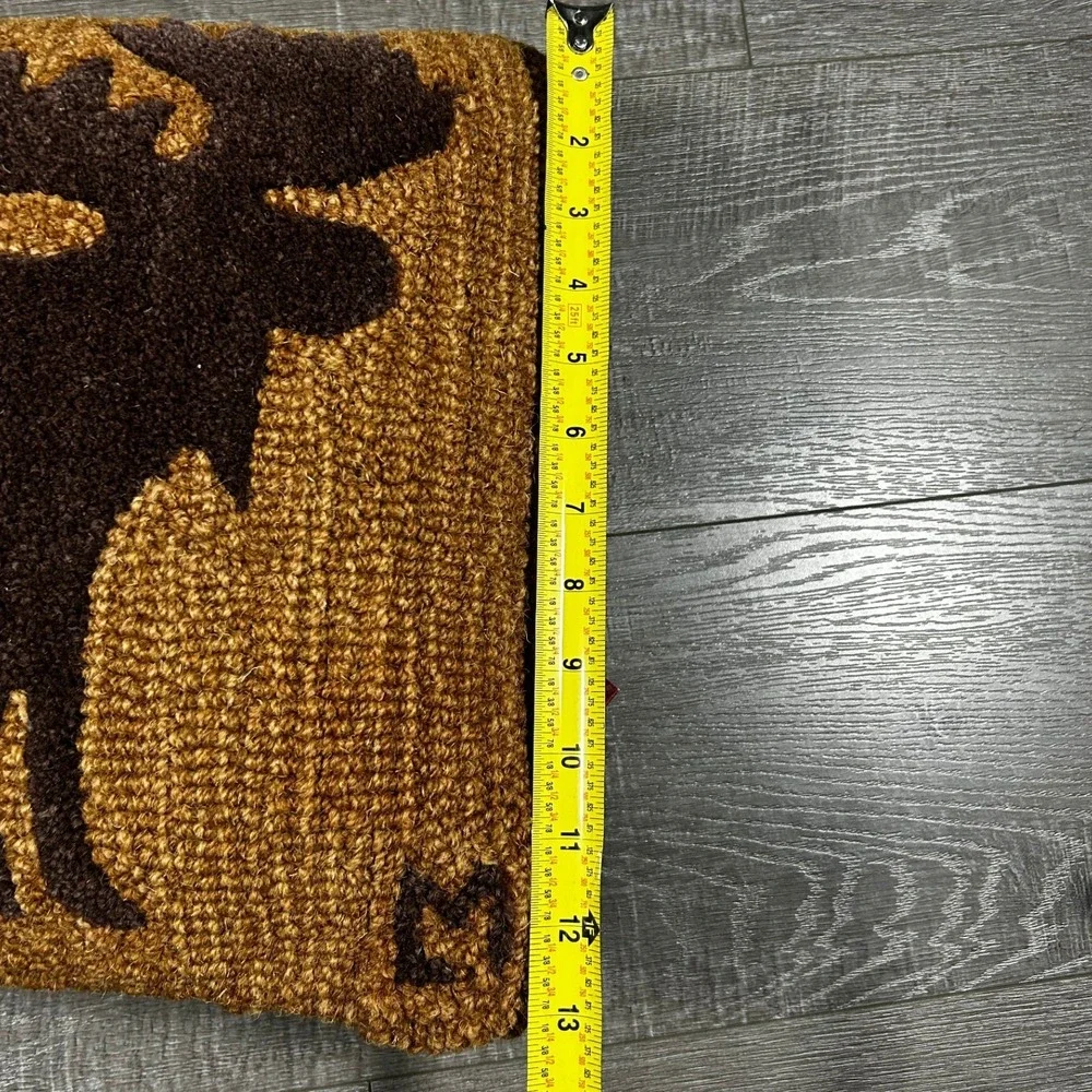 Chandler 4 Corners Moose Wool Pillow Laura Megroz Brown New Hand Hooked Rustic